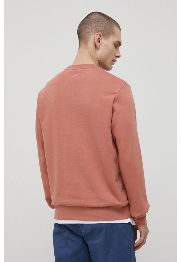 4f - 4F bluza męska kolor różowy z nadrukiem. Kolor: różowy. Materiał: bawełna. Wzór: nadruk