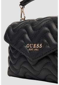Guess - GUESS Czarna pikowana torebka damska Mini. Kolor: czarny. Materiał: pikowane. Styl: elegancki, casual. Rodzaj torebki: na ramię #7