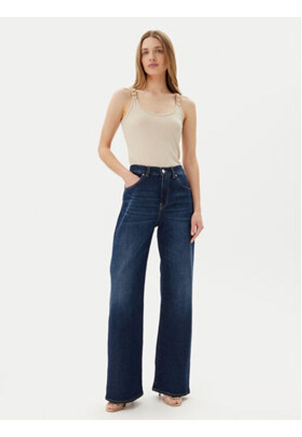 Morgan Top 251-DIDOA Beżowy Slim Fit. Kolor: beżowy. Materiał: wiskoza