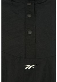 Reebok kurtka treningowa Workout Ready kolor czarny przejściowa oversize. Kolor: czarny. Materiał: skóra, materiał #3