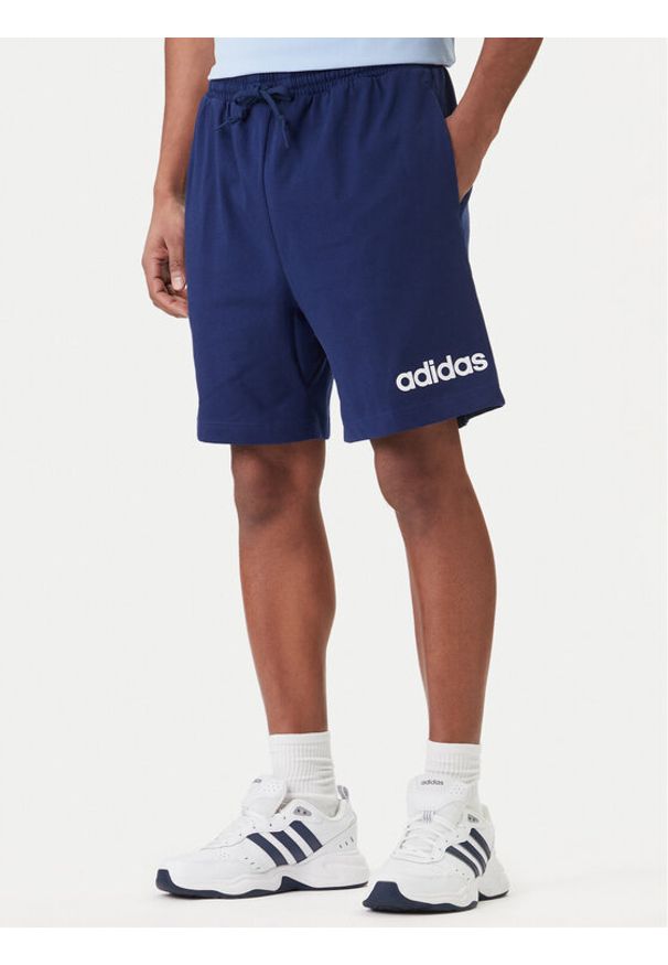 Adidas - adidas Szorty sportowe Essentials Linear JE9013 Granatowy Regular Fit. Kolor: niebieski. Materiał: bawełna. Styl: sportowy