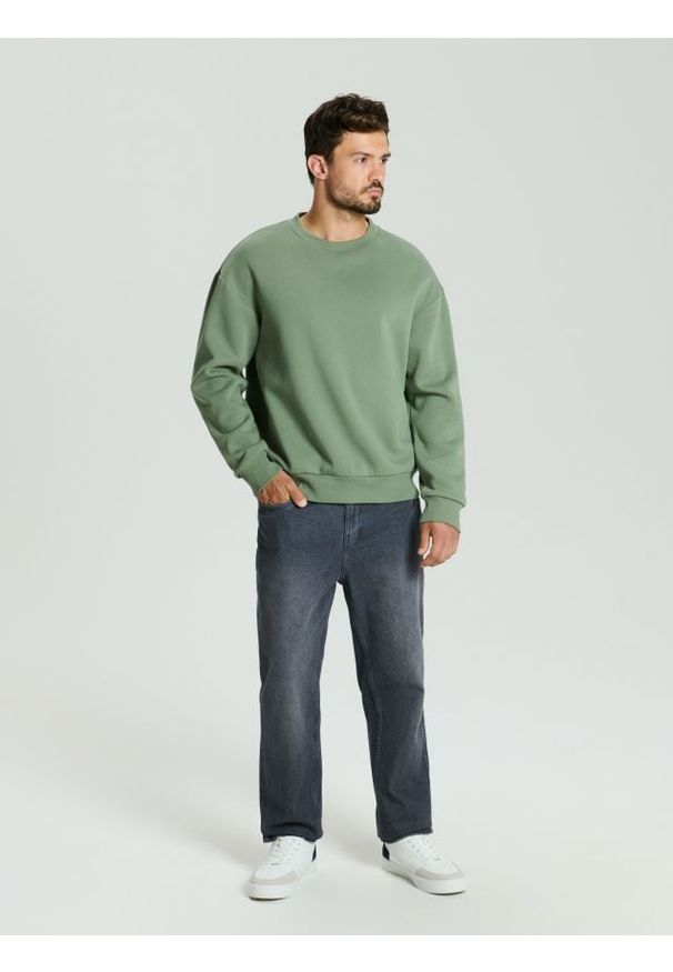 Sinsay - Bluza basic comfort fit - zielony. Kolor: zielony