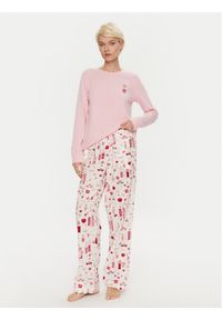 DKNY Piżama YI80037 Różowy Relaxed Fit. Kolor: różowy. Materiał: bawełna