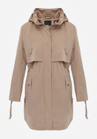 Renee - Brązowa Kurtka Przejściowa Typu Parka z Odpinanym Kapturem Ozdobiona Sznurkami Fallaiah. Okazja: na co dzień. Kolor: brązowy. Materiał: skóra. Wzór: aplikacja. Styl: casual #6