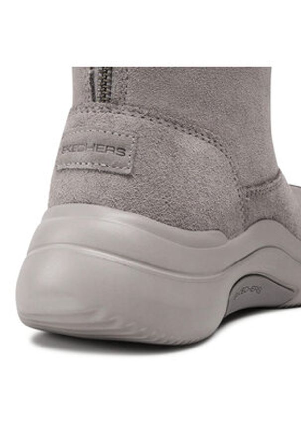 skechers - Skechers Kozaki On The Go Midtown 144299/DKTP Szary. Kolor: szary. Materiał: skóra, zamsz