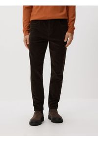 Reserved - Sztruksowe spodnie slim - ciemnobrązowy. Kolor: brązowy. Materiał: sztruks #1