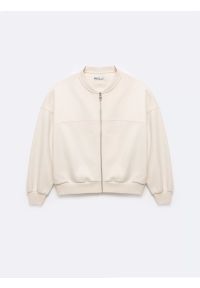 Big-Star - Bluza damska bomber kremowa Felicata 103. Okazja: na co dzień. Kolor: biały. Materiał: dzianina. Wzór: haft. Styl: casual