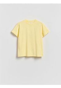 Reserved - Bawełniany t-shirt regular - żółty. Kolor: żółty. Materiał: bawełna #1