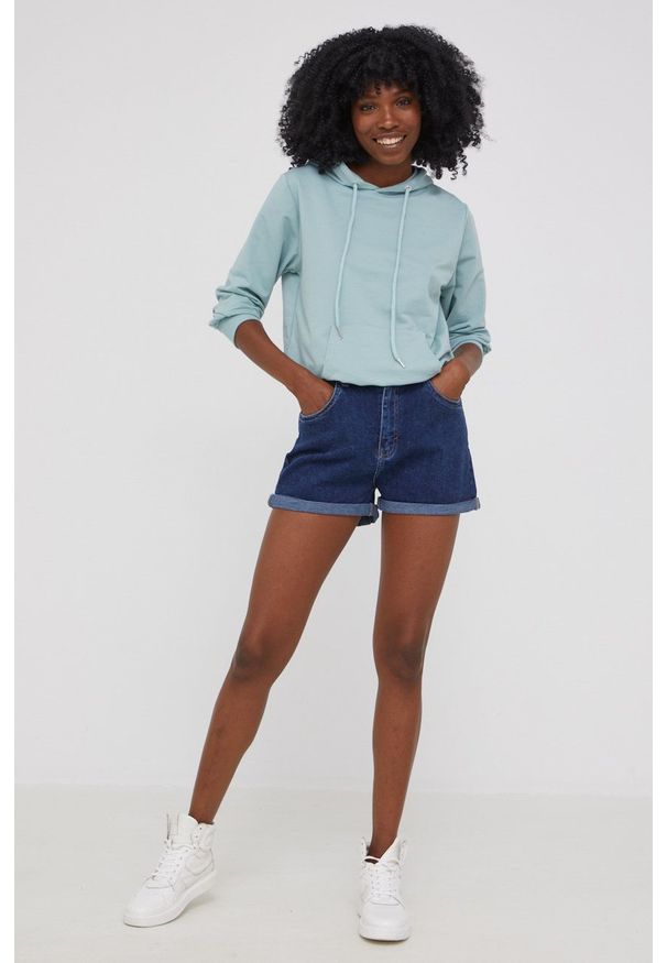Answear Lab szorty jeansowe damskie kolor granatowy gładkie high waist. Stan: podwyższony. Kolor: niebieski. Materiał: jeans. Wzór: gładki. Styl: wakacyjny