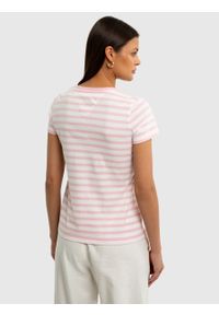 Big-Star - Koszulka damska bawełniana w paski różowa Salinsa 600. Kolor: różowy. Materiał: bawełna. Wzór: paski. Sezon: lato. Styl: wakacyjny, klasyczny, elegancki