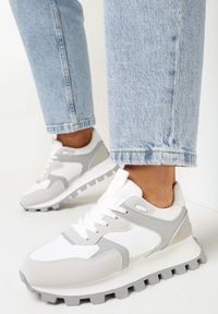 Born2be - Szare Sneakersy na Grubej Podeszwie z Przeszyciami Akyia. Kolor: szary #1