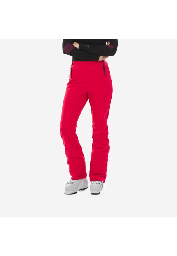 WEDZE - Spodnie narciarskie damskie Wedze 500 slim. Kolor: czerwony. Materiał: materiał, softshell. Sport: narciarstwo