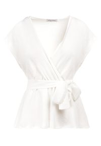 Born2be - Biała Bluzka Anastelaia. Kolor: biały. Materiał: bawełna. Długość rękawa: bez rękawów. Wzór: jednolity. Styl: elegancki #4