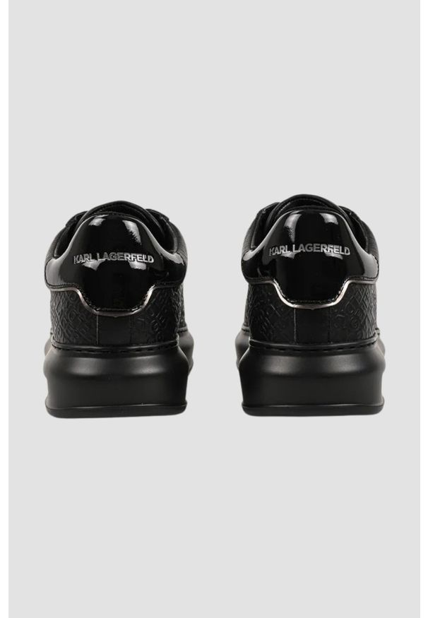 Karl Lagerfeld - KARL LAGERFELD Czarne sneakersy męskie z monogramem KAPRI Emboss, Rozmiar 46. Okazja: na co dzień. Kolor: czarny. Materiał: skóra. Szerokość cholewki: normalna
