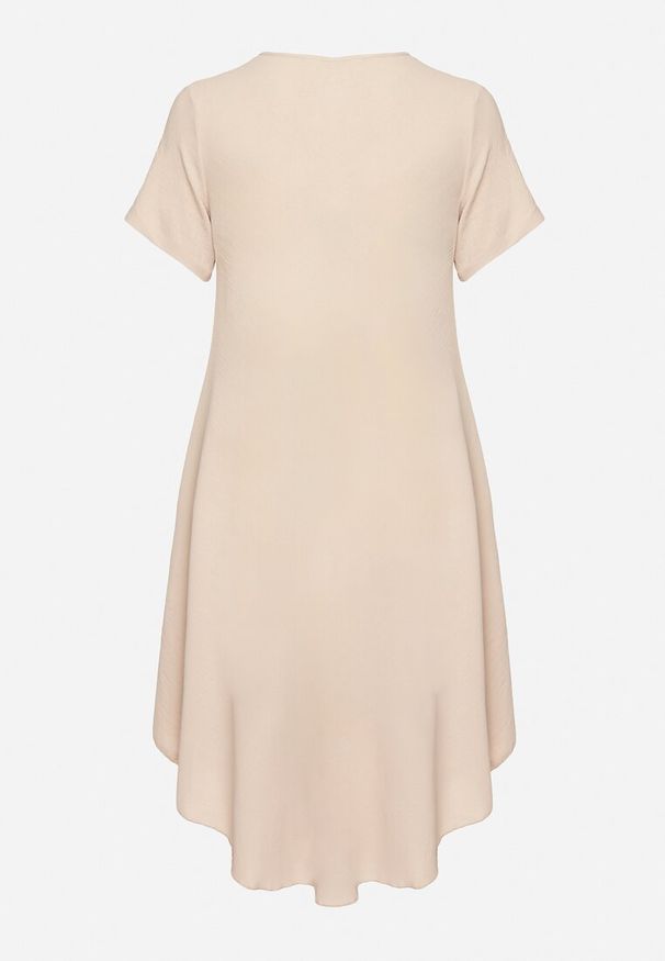 Born2be - Beżowa Rozkloszowana Sukienka z Bawełną Elzedia. Okazja: na co dzień. Kolor: beżowy. Materiał: bawełna. Typ sukienki: rozkloszowane. Styl: casual, elegancki