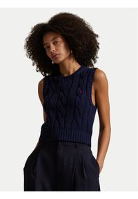 Polo Ralph Lauren Sweter 211959295002 Granatowy Slim Fit. Typ kołnierza: polo. Kolor: niebieski. Materiał: bawełna #1