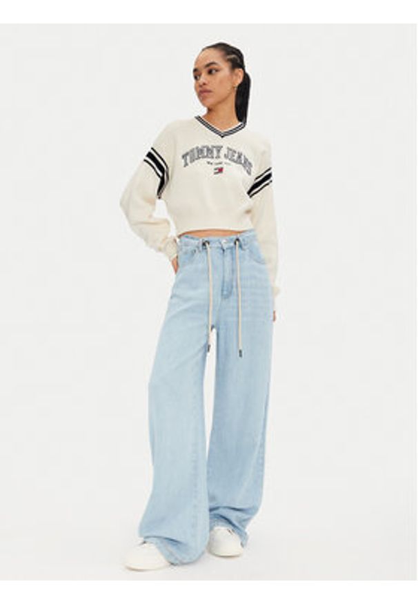 Tommy Jeans Sweter Varsity DW0DW18692 Écru Regular Fit. Materiał: bawełna
