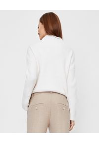 LE TRICOT PERUGIA - Biały sweter z kaszmiru. Kolor: biały. Materiał: kaszmir. Wzór: ze splotem. Styl: elegancki