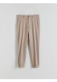 Reserved - Spodnie garniturowe z wiskozą - beżowy. Kolor: beżowy. Materiał: wiskoza