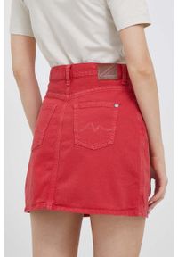 Pepe Jeans spódnica jeansowa kolor czerwony mini prosta. Okazja: na co dzień. Kolor: czerwony. Materiał: tkanina. Styl: casual #3