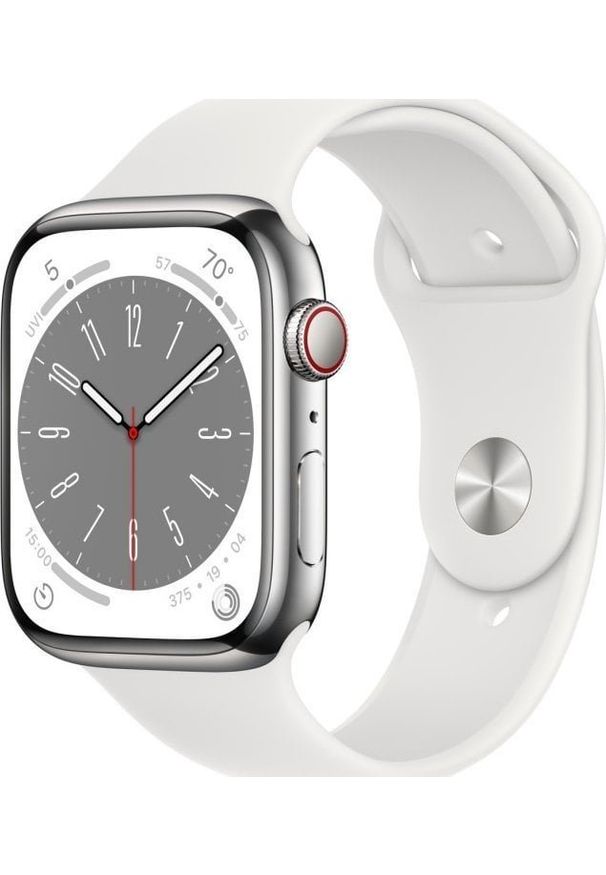 APPLE - Smartwatch Apple Watch 8 GPS + Cellular 45mm Silver Stainless Steel Biały (MNKE3UL/A). Rodzaj zegarka: smartwatch. Kolor: biały