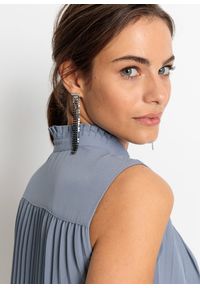 bonprix - Bluzka bez rękawów, plisowana. Kolor: niebieski. Długość rękawa: bez rękawów #2