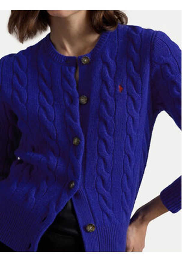 Polo Ralph Lauren Kardigan 211910443018 Niebieski Regular Fit. Typ kołnierza: polo. Kolor: niebieski. Materiał: wełna