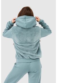 Emporio Armani - EMPORIO ARMANI Zielona pluszowa bluza damska, Rozmiar XS. Kolor: zielony. Materiał: prążkowany, poliester. Wzór: aplikacja