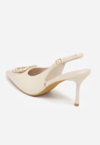 Born2be - Beżowe Sandały na Szpilce z Cyrkoniową Klamrą Starstone. Okazja: na co dzień. Zapięcie: klamry. Kolor: beżowy. Materiał: jeans. Obcas: na szpilce. Styl: klasyczny, casual, elegancki #5