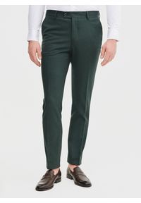 Pako Lorente - PAKO LORENTE - Zielone spodnie ganiturowe. Kolor: zielony. Materiał: poliester, wiskoza, elastan. Wzór: gładki. Styl: młodzieżowy, elegancki #1