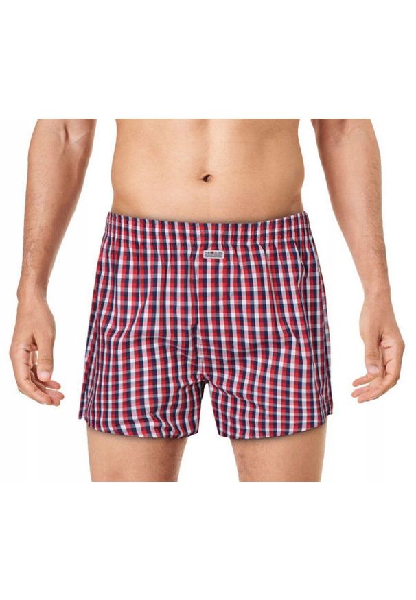 Luźne Męskie Bokserki, Bawełniane - Pako Jeans - Czerwień, Kratka. Kolor: czerwony. Materiał: bawełna. Wzór: kratka