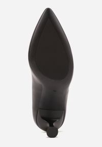 Born2be - Czarne Czółenka na Szpilce o Stożkowym Kształcie Kowena. Okazja: na spotkanie biznesowe. Kolor: czarny. Materiał: jeans, koronka. Wzór: gładki. Obcas: na szpilce. Styl: biznesowy, elegancki, klasyczny, wizytowy #5