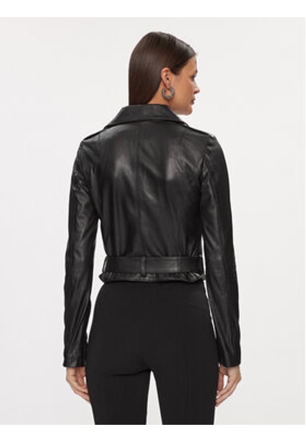 Patrizia Pepe Kurtka skórzana CO0732/L1HZ-K103 Czarny Regular Fit. Kolor: czarny. Materiał: skóra