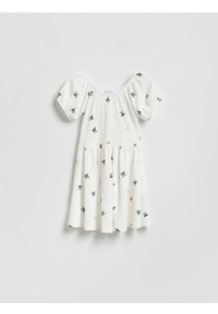 Reserved - Wzorzysta sukienka - złamana biel. Materiał: dzianina #1