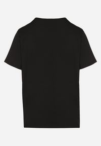Born2be - Czarny Bawełniany T-shirt Ozdobiony Napisem Nalaviraen. Okazja: na randkę, na co dzień, na spacer. Kolor: czarny. Materiał: bawełna. Wzór: aplikacja, napisy. Styl: casual, elegancki #7