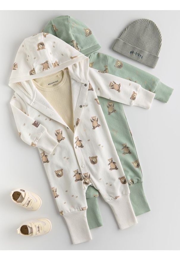 Reserved - Bawełniany pajacyk - złamana biel. Materiał: bawełna