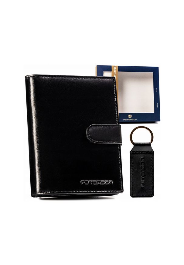 Zestaw prezentowy Peterson PTN SET-M-N4-KCS czarny. Kolor: czarny. Materiał: skóra