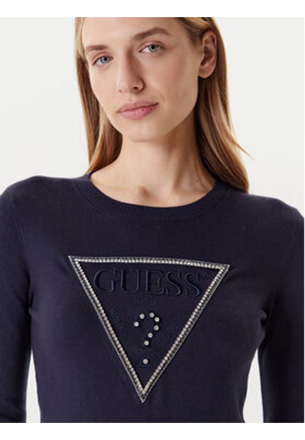 Guess Sweter W5YR23 Z2NQ2 Granatowy Regular Fit. Kolor: niebieski. Materiał: wiskoza