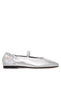 TOMMY HILFIGER - Tommy Hilfiger Baleriny Silver Lth Ellastic Ballerina FW0FW09466 Srebrny. Kolor: srebrny. Materiał: skóra #4