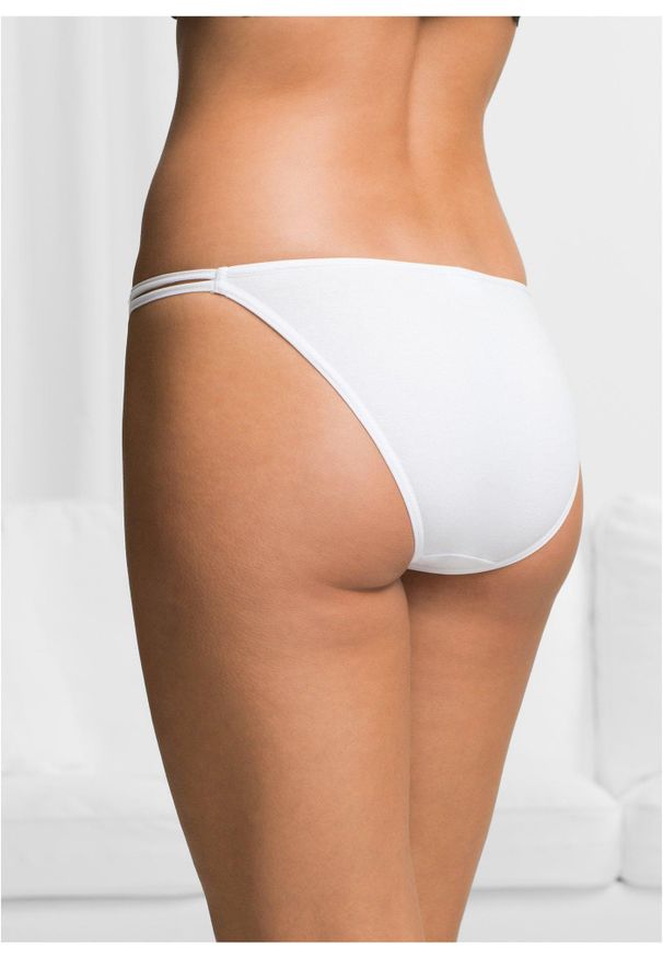 bonprix - "Figi ""tanga"" (6 par)". Kolor: czarny. Wzór: aplikacja, kwiaty