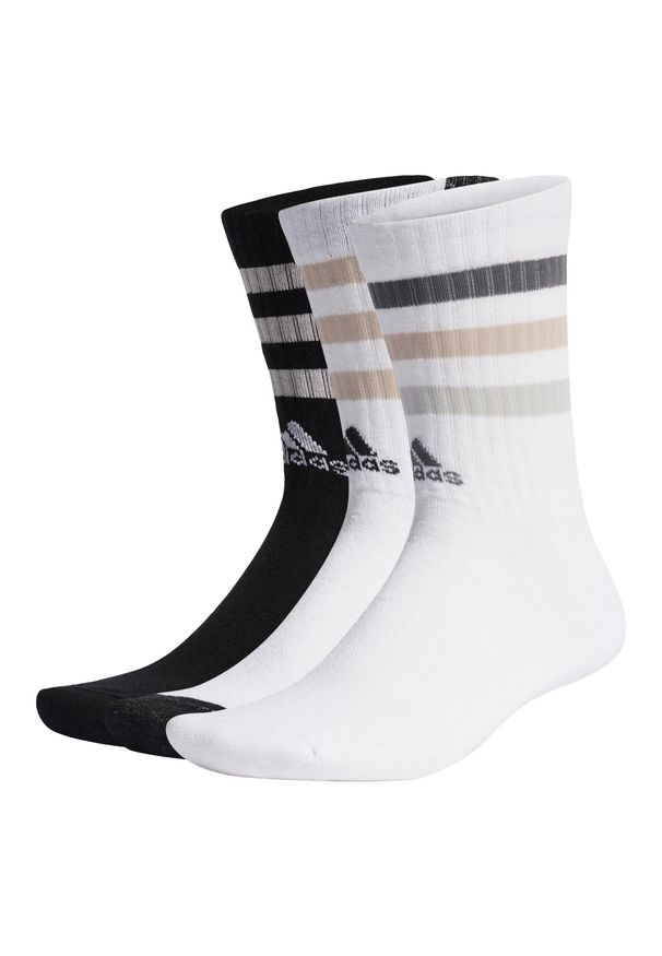 Adidas - Bold 3-Stripes Cushioned Crew Socks 3 Pairs. Kolor: czarny, wielokolorowy, biały. Materiał: materiał. Sport: fitness