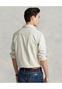 Ralph Lauren - RALPH LAUREN - Jeansowa koszula Western Classic Fit. Typ kołnierza: polo. Kolor: beżowy. Materiał: jeans. Długość rękawa: długi rękaw. Długość: długie. Wzór: napisy, aplikacja. Styl: klasyczny