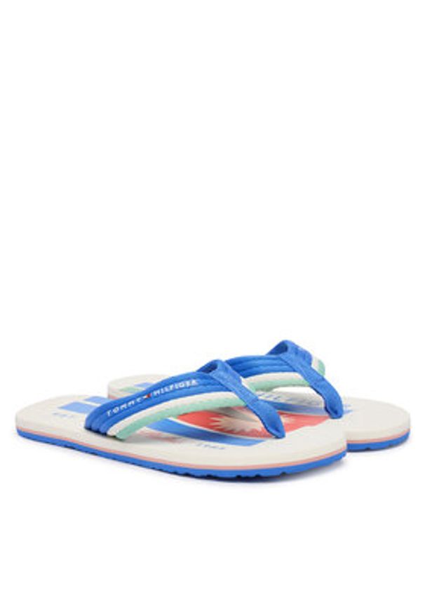 TOMMY HILFIGER - Tommy Hilfiger Japonki Patch Hilfiger Beach Sandal FM0FM05903 Niebieski. Kolor: niebieski. Materiał: materiał