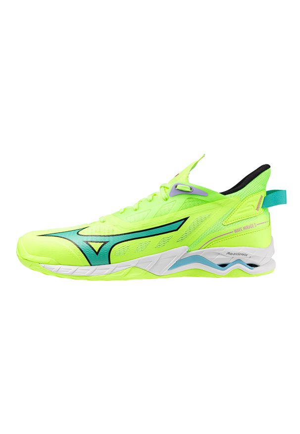 Buty halowe Mizuno Wave Mirage. Kolor: czarny, zielony, wielokolorowy. Model: Mizuno Wave. Sport: piłka ręczna