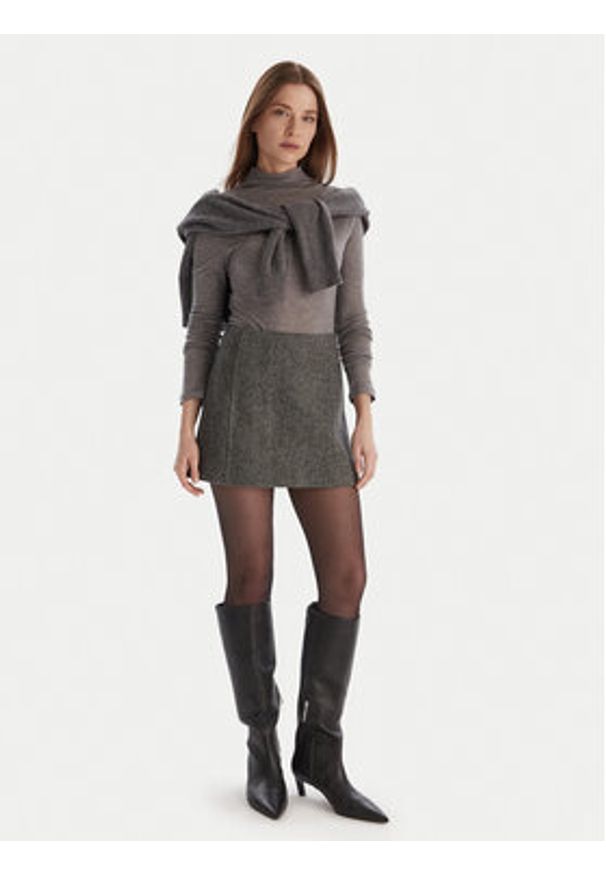 MAX&Co. Spódnica mini Ozone 2526106104200 Szary Regular Fit. Kolor: szary. Materiał: wełna