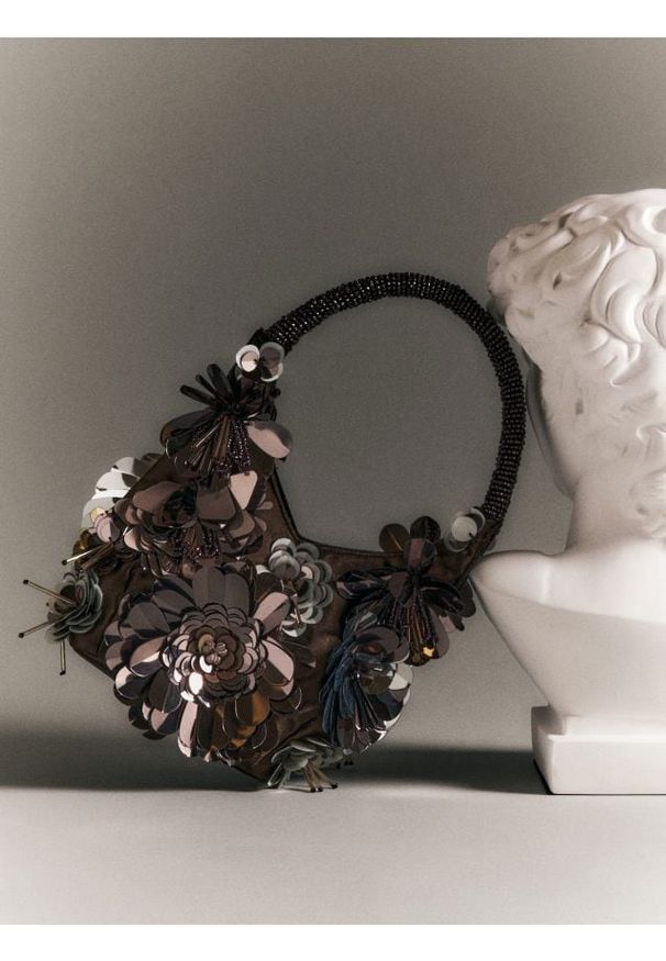 Reserved - Torebka handmade z cekinami - wielobarwny