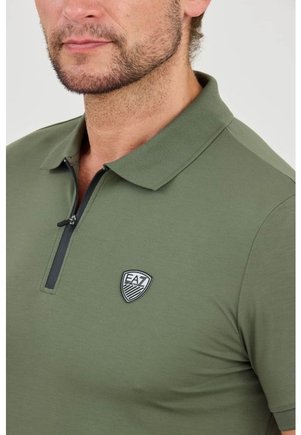 EA7 Emporio Armani - EA7 Zielona męska koszulka polo, Rozmiar XL. Typ kołnierza: polo. Kolor: zielony