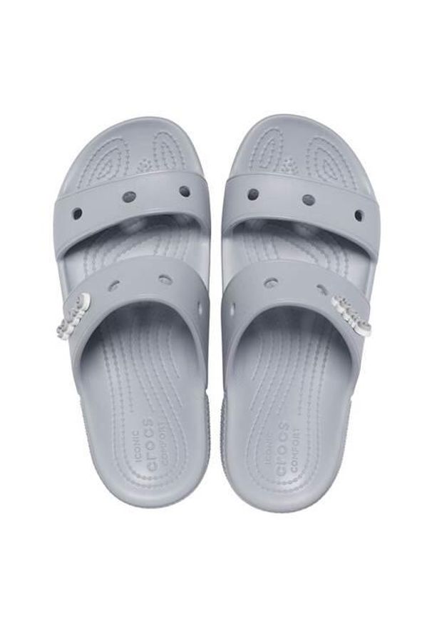 Klapki męskie Crocs Classic. Okazja: na plażę. Zapięcie: bez zapięcia. Kolor: szary, wielokolorowy. Materiał: syntetyk, materiał. Styl: sportowy