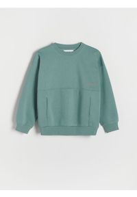 Reserved - Bluza oversize z kieszeniami - turkusowy. Kolor: turkusowy. Materiał: bawełna, dzianina #1