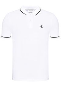 Calvin Klein Jeans Polo J30J315603 Biały Slim Fit. Typ kołnierza: polo. Kolor: biały. Materiał: bawełna #3